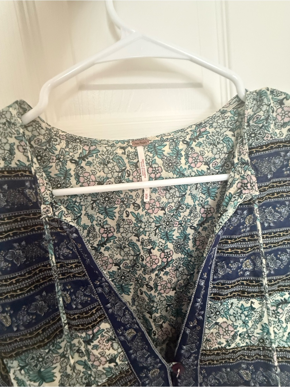 Free People Floral Maxi Dress in Teal and Navy